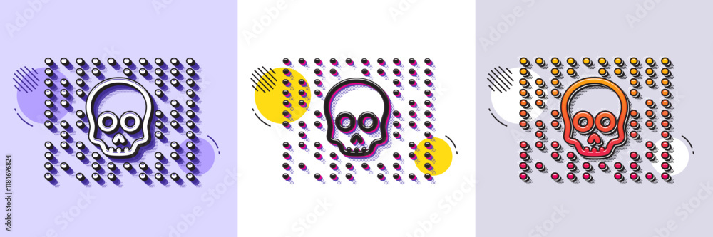 Aufkleber cyber attack line icon. halftone dotted pattern. gradient icon with grain shadow. ransomware threat 