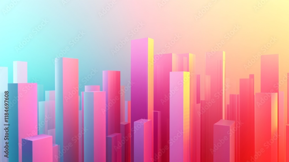 Leinwandbilder A clean and minimalist D bar chart with tall, evenly spaced bars, cast shadows on a subtle gradient background, emphasizing clarity and precision in financial data.