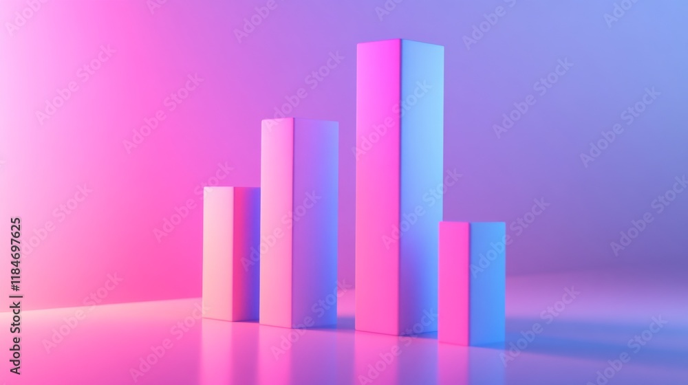 Fototapete a clean and minimalist d bar chart with tall, evenly spaced bars, cast shadows on a subtle gradient 