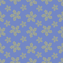 Seamless floral pattern, liberty ditsy print with cute large botany in retro folk style. Beautiful botanical design of hand drawn wild plants: flowers, leaves on black background. Vector illustration