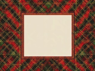 Festive Red Green Plaid Frame Blank Space