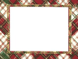 White frame with red green plaid background