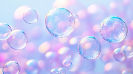 Dynamic burst of bubbles in gradient pastel tones, high energy and movement, colorful bubbles, celebratory concept