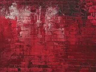 Obraz premium Red Brick Wall Texture With Paint Splatter