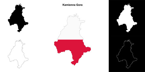 Kamienna Gora county outline map set