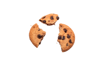 Chocolate chip cookies isolated on white background, Homemade cookies close up.