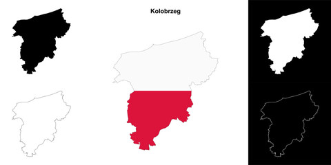 Kolobrzeg county outline map set