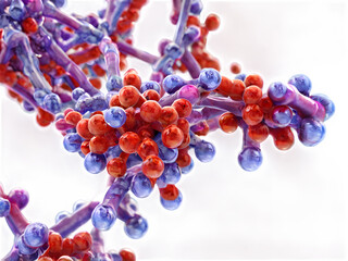 A molecular visualization of an antibody binding to an antigen.
