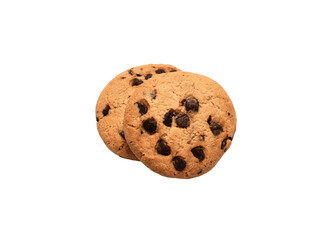 Chocolate chip cookies isolated on white background, Homemade cookies close up.