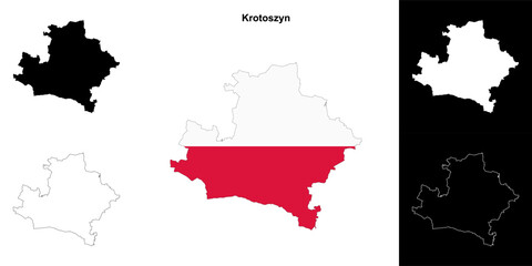 Krotoszyn county outline map set