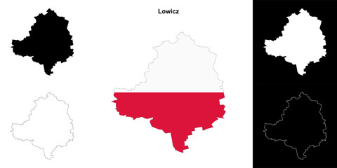 Lowicz county outline map set