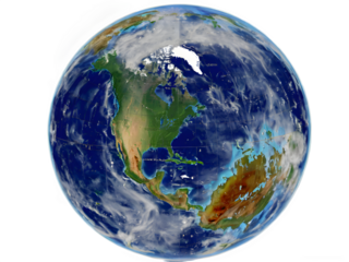 A stylized radar map showing storm systems and weather patterns.
