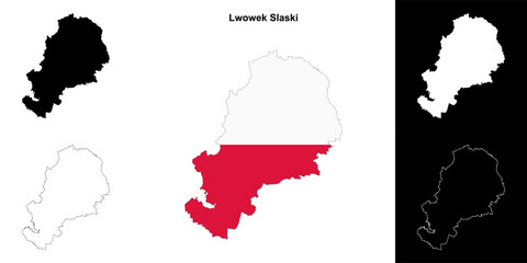 Lwowek Slaski county outline map set
