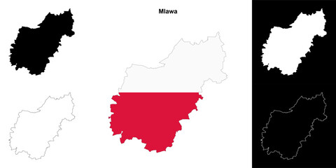 Mlawa county outline map set