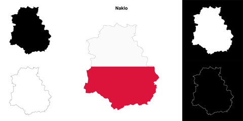 Fototapeta premium Naklo county outline map set