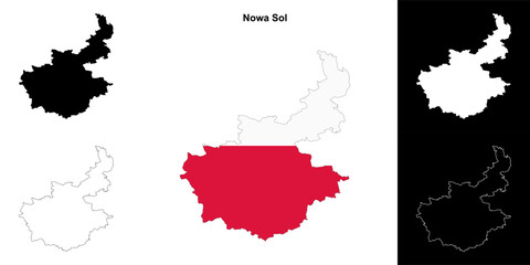 Nowa Sol county outline map set