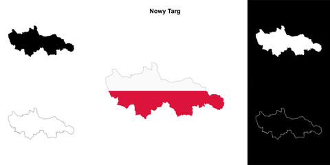 Nowy Targ county outline map set