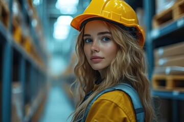 modern logistics facility female supervisor using digital technology for warehouse management and inventory control