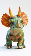 Fototapeta premium Cute baby triceratops dinosaur posing on white background