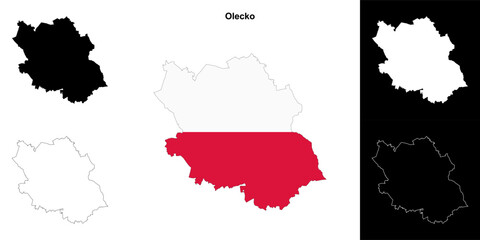 Olecko county outline map set