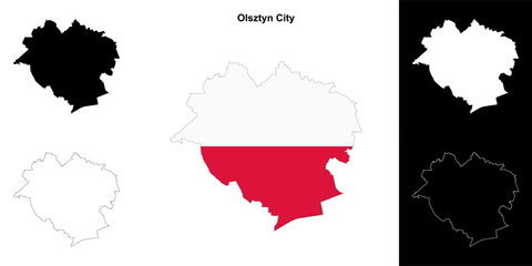 Olsztyn City county outline map set
