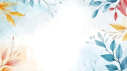 Watercolor Floral Frame With Pastel Leaves And Branches