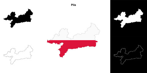 Pila county outline map set