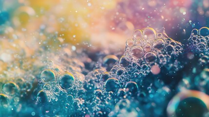 Group of bubbles filled with mini galaxies, cosmic and imaginative, colorful bubbles, space fantasy