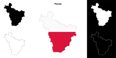 Plonsk county outline map set