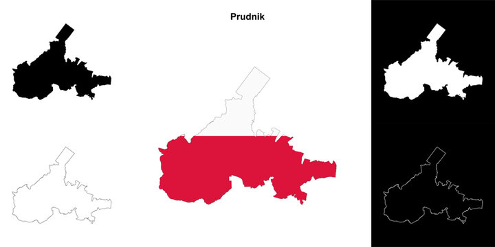 Prudnik county outline map set