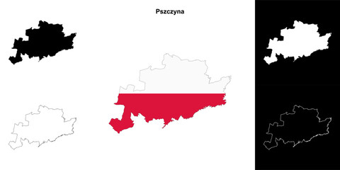 Pszczyna county outline map set