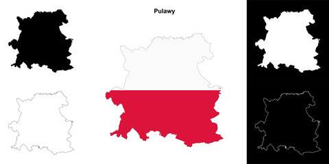 Pulawy county outline map set