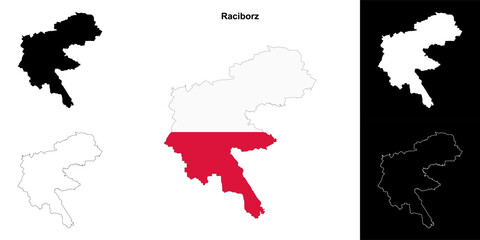 Raciborz county outline map set