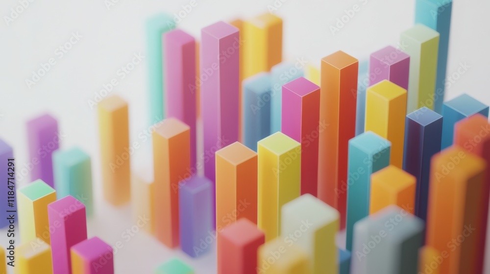 Aufkleber a colorful d bar graph on a clean white background, with bars of different heights representing fina