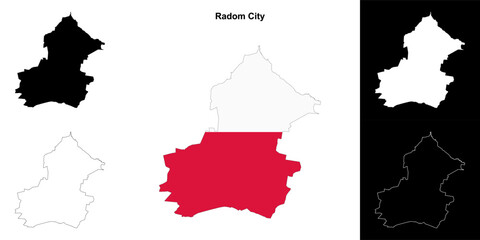 Radom City county outline map set