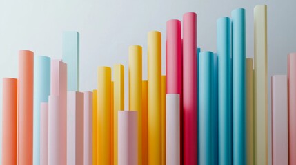 A colorful D bar graph on a clean white background, with bars of different heights representing financial growth, creating a sense of depth and dimension.