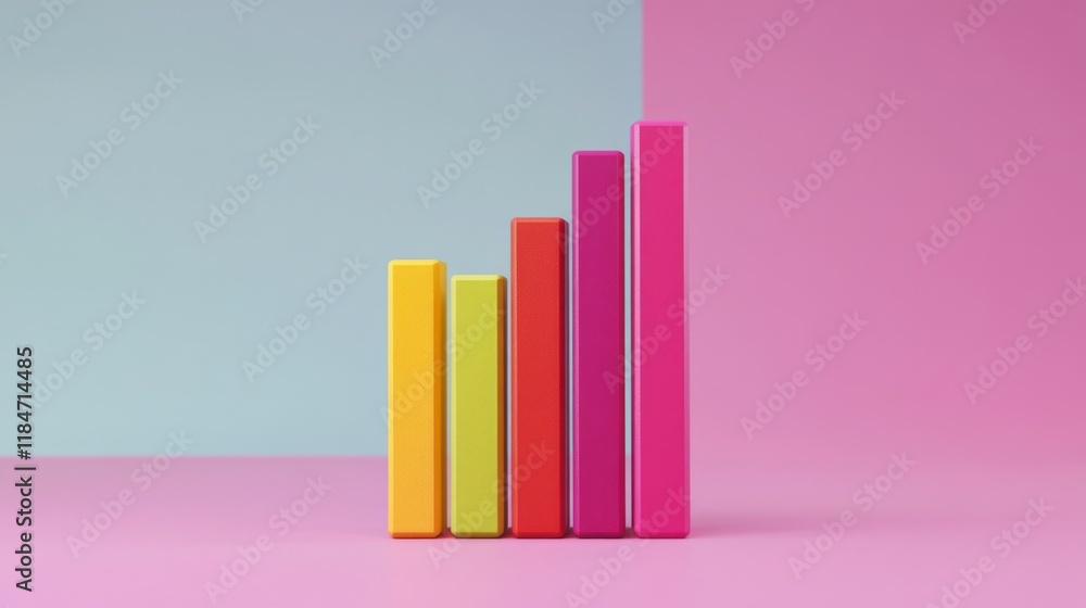 Aufkleber a colorful d financial bar graph showcasing sales data over time, with animated effects on the bars,