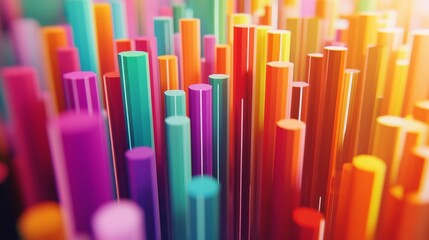 Obraz premium A colorful D bar graph on a clean white background, with bars of different heights representing financial growth, creating a sense of depth and dimension.