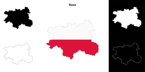 Rawa county outline map set