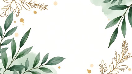 Naklejka premium Watercolor floral illustration set - colorful leaf branches collection, for wedding stationary, greetings, wallpapers, fashion, background. Eucalyptus, olive, green leaves, gold