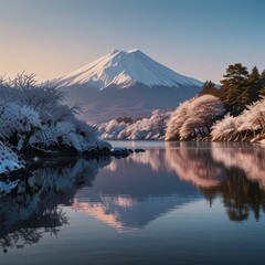 Obraz premium mount fuji winter covered pristine.