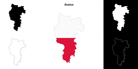 Slubice county outline map set