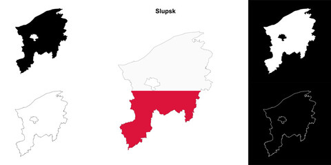 Slupsk county outline map set