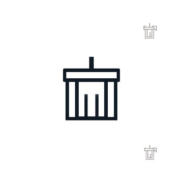 recommend clip art: Simple line art icon of a trash can.