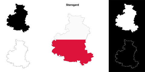 Starogard county outline map set