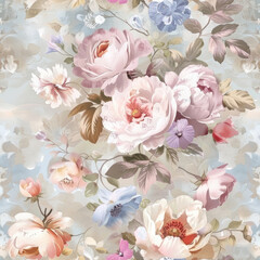 Fototapeta premium shabby chic floral pattern in pastel colors,. Generative AI