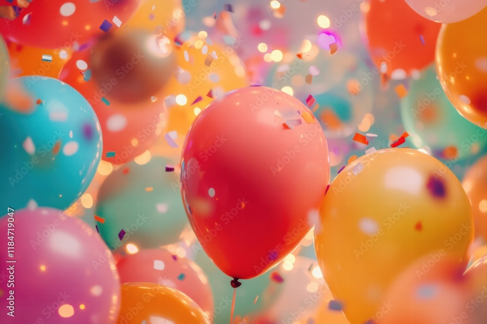 Aufkleber colorful balloons and confetti create a vibrant atmosphere for celebrations and joyful gatherings. g