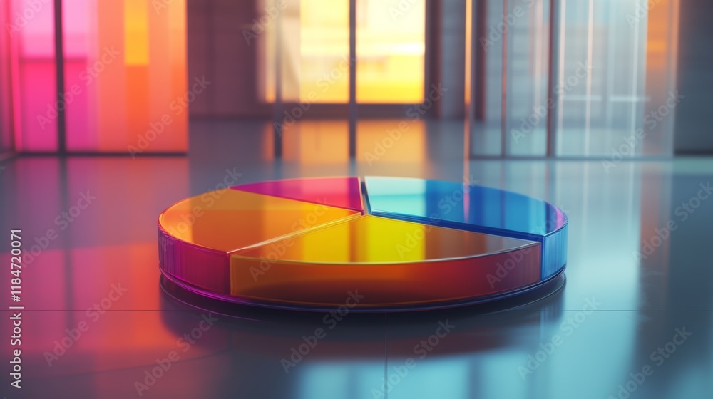 Poster A creative D pie chart with animated effects, displaying vibrant colors and smooth transitions between segments, emphasizing the dynamic nature of financial analysis.