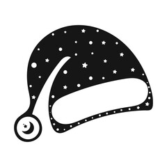 Minimalist Black and White Santa Hat, winter hat Illustration