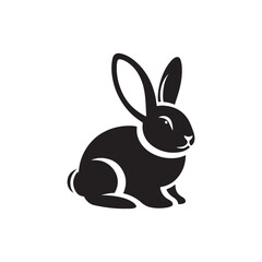 Black Color Bunny silhouette design Vector Illustration, Solid White Background 5.eps